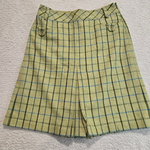 Ann Taylor LOFT Dresses & Skirts - LOFT Green Plaid A-line Skirt Wool Blend Pleated Size 2 Preppy